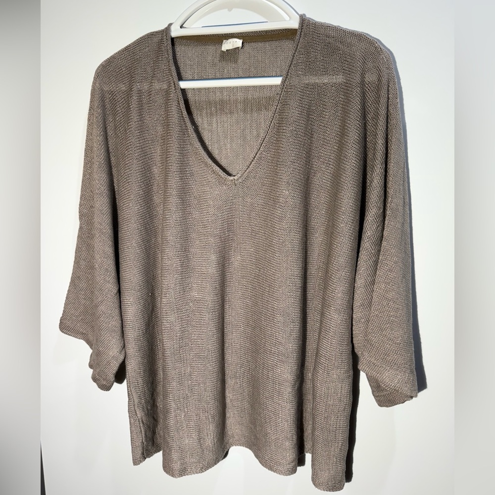 Poetry linen hemp Knit Brown Sweater